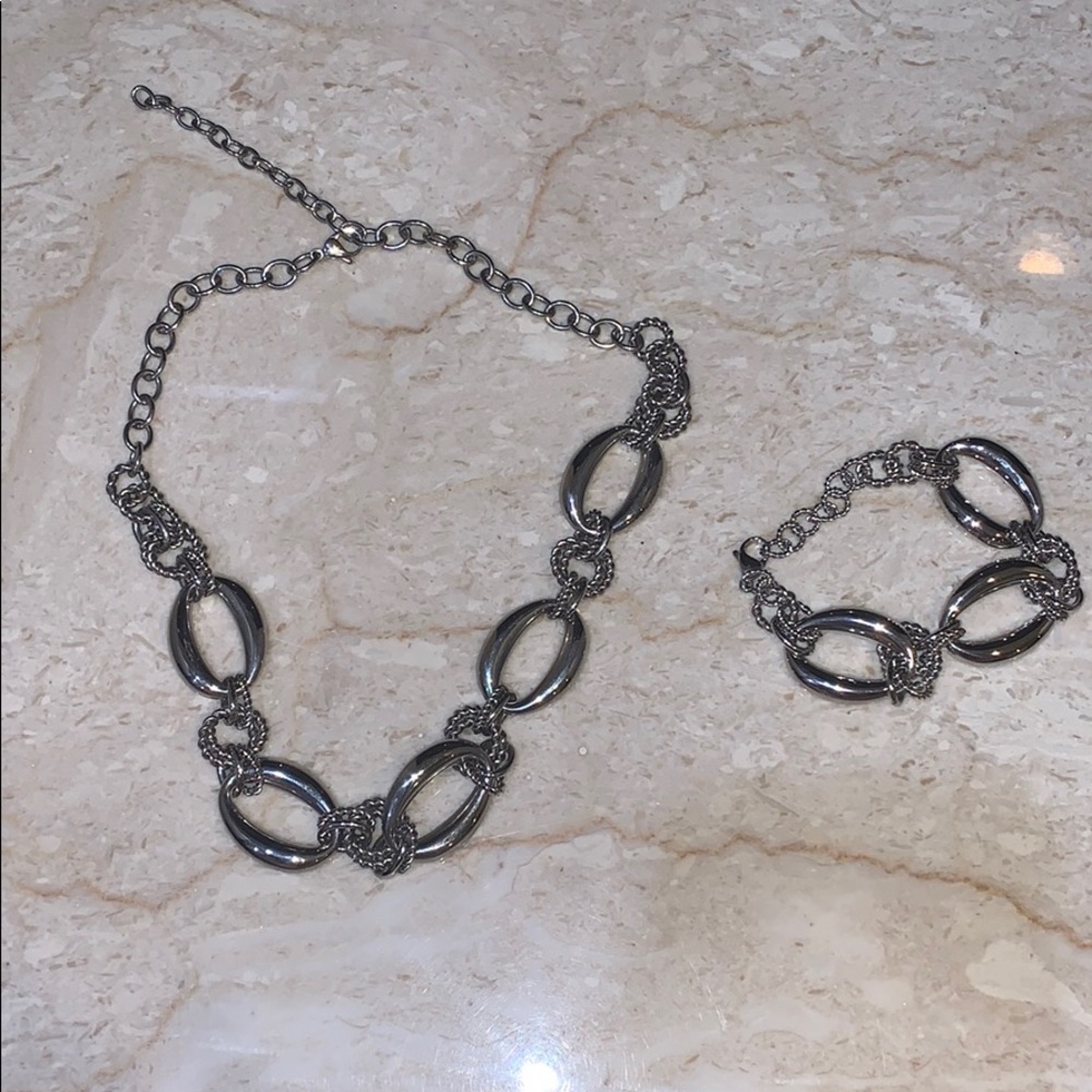 Stainless steel oval link necklace set